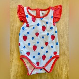 Monica + Andy Red, White and Blue Berry Onesie 4th of July Summer 9-12 Months